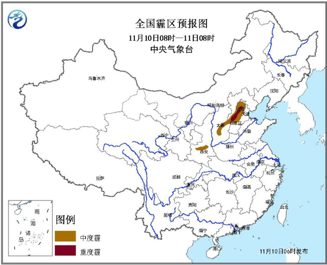 霾黄色预警：北京天津河北山西等地有中度霾